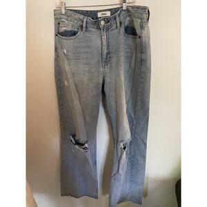 Just Black Denim Brand Jeans High Rise Wide Leg Distressed Light Wash Size 31